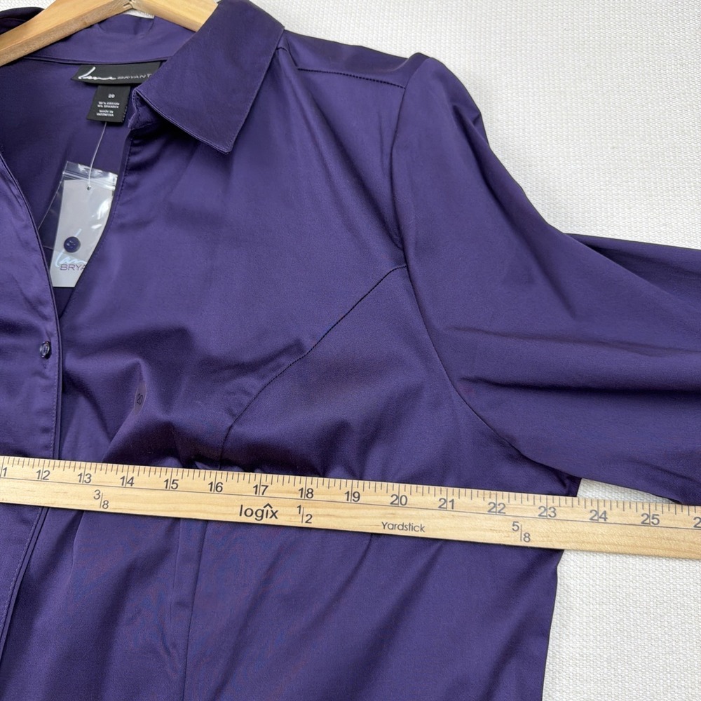 Lane Bryant Button Up Collared Shirt Blouse Size 20 Purple NWT Office Career New - Picture 6 of 15